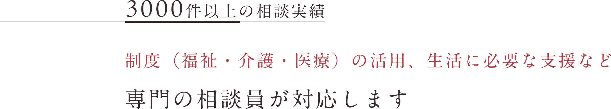 3000件以上の相談実績 制度（福祉）